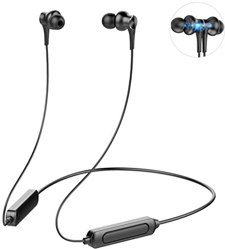 iTauyees Auriculares Inalambricos Deportivos, Auriculares Bluetooth 5.0 Inalámbricos Magnéticos, Bluetooth Auricular Banda Cuello para Samsung/Huawei (Negro)