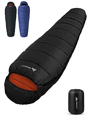 Forceatt Saco de Dormir de Invierno, de -7 ℃ hasta 20 ℃ (1,8 kg ~ 2,4 kg/210 x 80 cm), Saco de Dormir Ligero para 4 Estaciones, Impermeable, tamaño pequeño para mochileros, Camping, Senderismo y