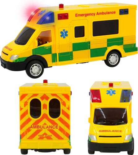 D.A.Y. Republic UK 1:40 Scale Emergency Ambulance Toy With Flashing Lights & Sounds, Friction Powered Play Vehicle, for Boys and Girls