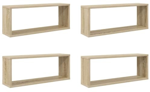 vidaXL 4X Estantes Cubo Pared Estantería Colgante CD Libros Coleccionables Fotos Premios Decoración Librerías Contrachapada Blanco y Sonoma 60x15x23cm