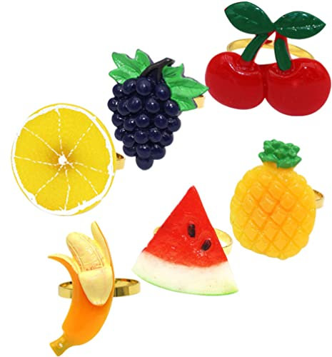HEMOTON 6 Pezzi Fibbia Del Tovagliolo Di Frutta Portatovaglioli Di Porta Tovaglioli Portatovagliolo Tropicale Portatovaglioli Da Matrimonio Centro Tavola Ciliegia Estate Banchetto Lega