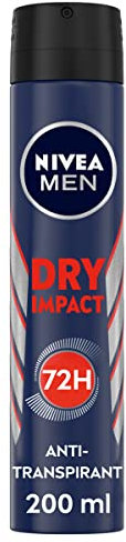 NIVEA MEN Déodorant Spray Dry Impact (1 x 200 ml), déodorant homme protection efficace 72 h, anti-transpirant aisselles testé et approuvé dans les situations du quotidien