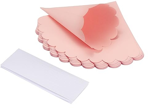 PATIKIL Wedding Confetti Cone Stand Boxes, 50 Pack Flower Confetti Petal Cone Paper Holder with Double-sided Adhesive Tape for Weddings Parties, Pink