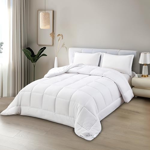 NORA HOME Piumone una Piazza e Mezza Invernale 200x200. Antiacaro Antibatterico Fibra 3D. Livello Termico Molto Elevato 4.5/5. Piumino Caldo 400 gr/m² Bianco - OSLO.