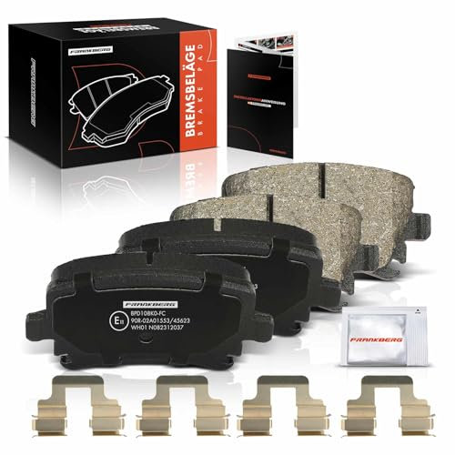 Frankberg 4x Brake Pad Rear Axle Left Right Compatible with A3 8P1 1.2L-3.2L 2003-2012 A4 8E2 B6 1.6L-3.0L 2000-2004 Golf Plus 521 5M1 1.2L-2.0L 2004-2013 Replace# 1K0698451D