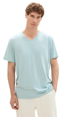TOM TAILOR Herren Basic T-Shirt mit V-Ausschnitt,30463 - Dusty Mint Blue, XXXL