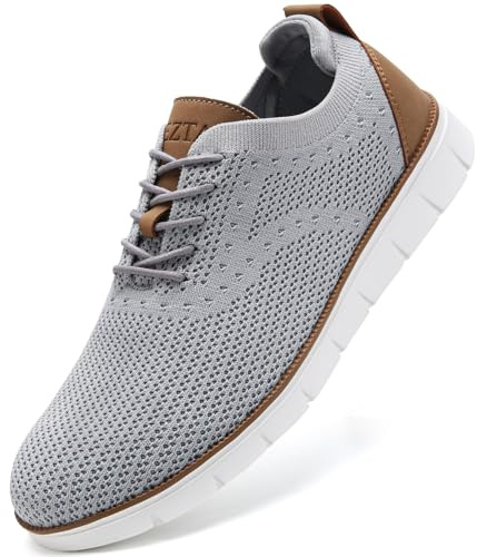 LEZTA Men's Casual Dress Sneakers Business Lightweight Oxfords Arch Support Walking Shoes(Grey C Size 7)