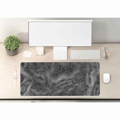 Woutay Mouse Mat,Black Geographic Lines,Laptop Mat Table Mat Desk Writing Pad for Office and Home