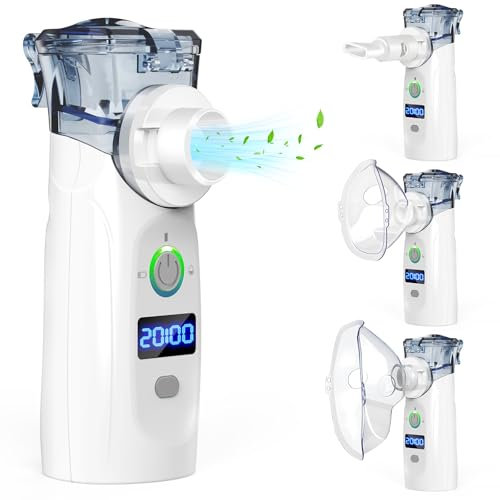 HotHands Inhalationsgerät, Geräuschloser Inhalator, Praktisches Inhalationsgerät für Erwachsene und Kinder, Mit USB Aufladbarer Display, 2 Masken und einem Mundstück