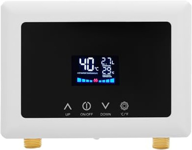 5 500 W elektrisk varmvattenberedare elektronisk varmvattenberedare tanklös minivarmvattenberedare med LED-temperaturdisplay elektrisk snabbvattenberedare 30–55 ℃