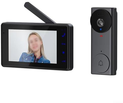 Feegow Sonnette vidéo sans fil avec caméra et moniteur, sonnette vidéo sans fil avec écran tactile de 4 3 pouces et interphone duplex pour la sécurité à la maison