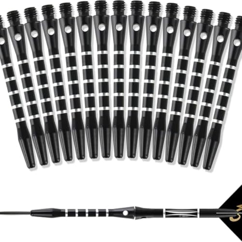Yuiturt 15 Pcs Dart Shafts, Metal Dart Stems with 2BA Thread, Durable Aluminium Dart Shafts Replacement Kit for Soft Tip and Steel Tip Darts, Precision Dart Stems for Accurate Throwing (Black)