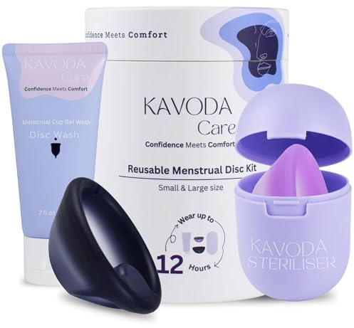 KAVODA Menstrual Disc - Soft, Flexible, Reusable Medical-Grade Silicone - Wear 12 Hours - Removal Notch - Two Sizes - Menstrual Cup or Tampon Alternative