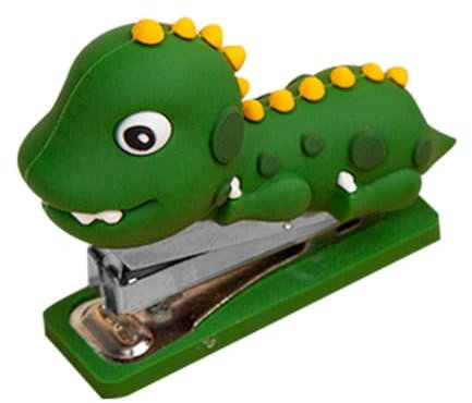 Veemoon Mini Silicone Dinosaur Stapler Small Reusable Office Paper Stapler Cute Cartoon Decor Portable for Study and Work