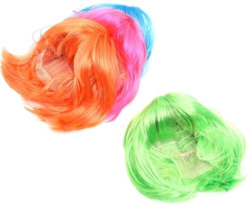 LOPUNER Lot de 4 Perruques de Déguisement Légères en Fibre Haute Température, Style la Mode et Créatif, Faciles à Porter pour Soirées et Cosplay