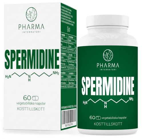 Spermidin Forte Kosttillskott med granatäppleextrakt, trans-resveratrol 98% | Hög dosering. Med ellagsyra. 60 kapslar, 1 kapsel per dag. Genomtänkt formula med noggrant utvalda ingredienser