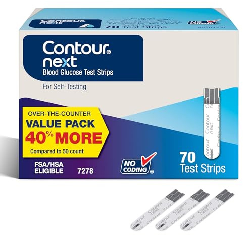 Ascensia Contour Next Blood Glucose Test Strips for Diabetes – 70 Count (1 Pack) - Accurate, No Coding, Second-Chance Sampling, Compatible with All Contour Next Meters for Easy Blood Sugar Testing