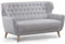 CAVADORE Zweisitzer-Sofa Abby / Klassisches Polstersofa mit Knopfverzierung / 153 x 89 x 88 / Strukturstoff, hellgrau