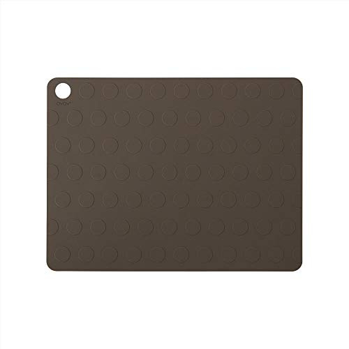 OYOY Living Design 2er Set Platzset/Tischset abwischbar aus 100% Silikon Schoko Braun - für Erwachsene und Kinder - Doto Placemat Rechteckig 45x32 cm rutschfest Abwaschbar
