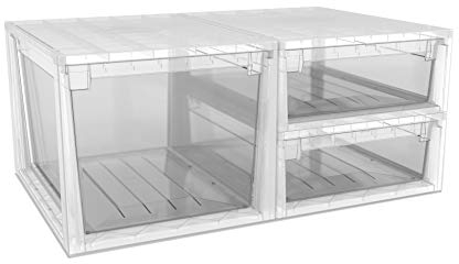 Terry - Light Drawer XXL e XL, Set 3 Contenitori in Plastica, Impilabili, Organizzatore per Armadio, Garage, Casa, Ufficio, Vano Estraibile Lateralmente, 3 unità da 36/70 Litri