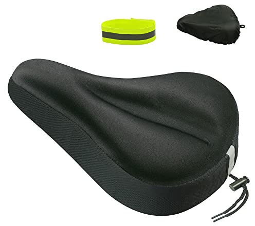Geronmine Gel Bike Seat Cover Padded for Bicycle Saddle for Women & Men, Most Comfortable Seat Cushion Cover, Soft for Spin Indoor Outdoor Cycling Class Mountain Stationary Bikes