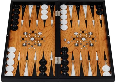 HBS GAMES Backgammon i begränsad utgåva med ökendesign, brädspel, tärningsspel, 48 centimeter, av trä, med spelpjäser av akryl, present till vänner och vuxna