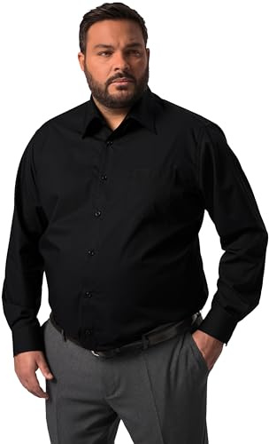 Men Plus Businesshemd, Vario Kragen, CF, Easy Care, 1/1 T-Shirts, Noir, 5XL Hommes