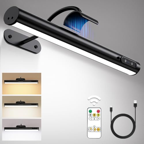 Hapfish Lampe Murale Sans Fil, 4000mAh Applique Murale LED Sans Fil à Télécommande, Lumiere Rechargeable USB, Magnétique Eclairage pour Tableaux, Salle de Bain, Miroir, Vitrines, Intérieure, Chambre