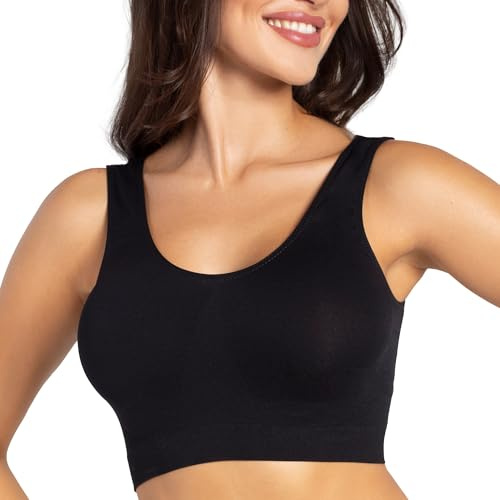 Gatta Sport Top, Top con Spalline Larghe, Reggiseno Sportivo, Bello, Morbido, Comodo, Fitness, Yoga, Pilates, Senza Cuciture Laterali, Vicino al Corpo (Nero, S)