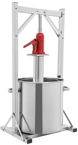 Presse-vin hydraulique manuel 3T - Capacité : 36 l - En acier inoxydable - Pour jus, cidre, vin, huile d'olive, fromage, herbes - Idéal pour la maison et les petites brasseries