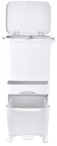 Generico Pattumiera da cucina da 42 litri con 3 scomparti, grande contenitore in plastica per la raccolta differenziata, sistemas di raccolta differenziata, pattumiera a pedale con coperchio su ruote