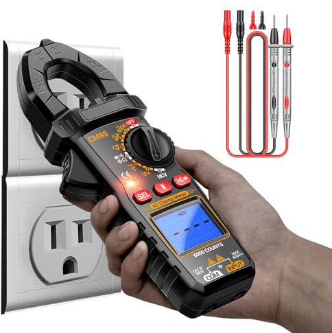 Pinza Amperimétrica Digital | Probador De Corriente - Multímetro De Pinza Multifuncional 6000 Cuentas Con Linterna Y Luz Para Medir Voltaje CA/CC Capacitancia Resistencia Temperatura
