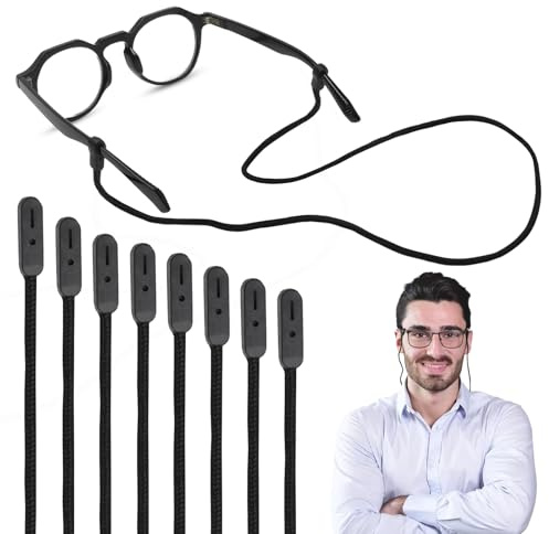KQDRAVINE 8 stycken glasögonband, silikonglasögonband, utan svans silikonglasögonkedja, sportglasögonband, glasögonkedja, för sport och solglasögon