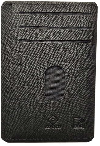 Esposti Slim Credit Card Wallet | RFID Safe | 4 Card Slots | ID Slot | Notes Pocket | Slim & Lightweight | PU Leather | Black