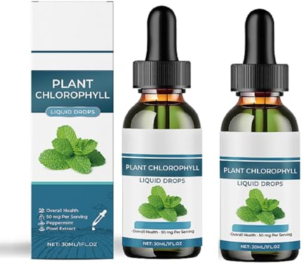 Gouttes de chlorophylle liquide - Favorise la déodorisation et l'énergie naturelle, arôme menthe,2pcs