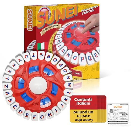 SUNEI Gioco da Tavolo di parole in Italiano – Nomi Cose Città, Gioco di lettere per Bambini 8+ e Famiglie, Party Game Veloce 2-8 Giocatori, Gioco in scatola con 144 Categorie