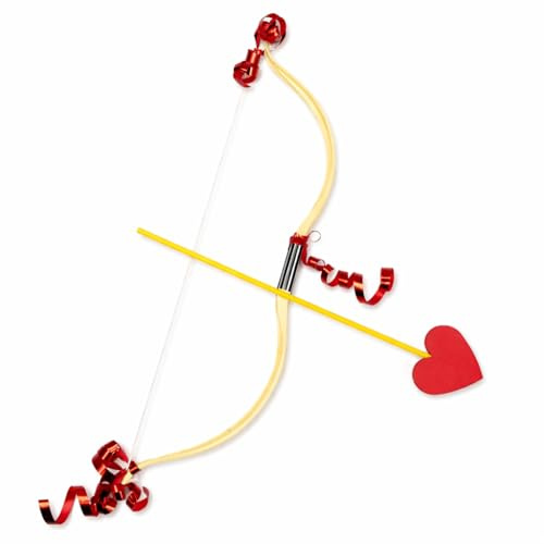 iCOUNT - Arco y flecha de Cupido para San Valentín – Kit de accesorios de amor con corazón, arco de juguete para fiestas temáticas, carnaval, cosplay y fotos – Adecuado para niños y adultos