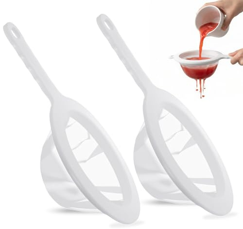 Matwsec 2PCS Extra Fine Mesh Strainer 120/200 Mesh Nylon Ultra Fine Mesh Strainer with Handle for Filtering Yogurt Juice Coffee Milk Honey Matcha Kitchen
