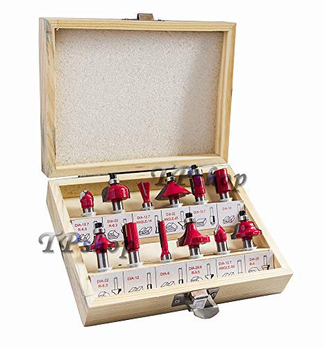 Set 12 frese legno frese scanalare rifilare scanalature fresatrice 6.35 mm