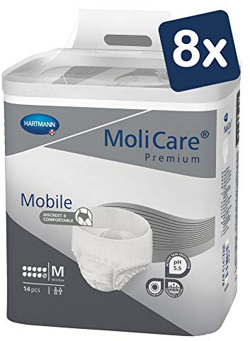 MoliCare Premium Mobile Einweghose: Diskrete Anwendung bei Inkontinenz für Frauen und Männer; 10 Tropfen, Gr. M (80-120 cm Hüftumfang), 8x14 Stück