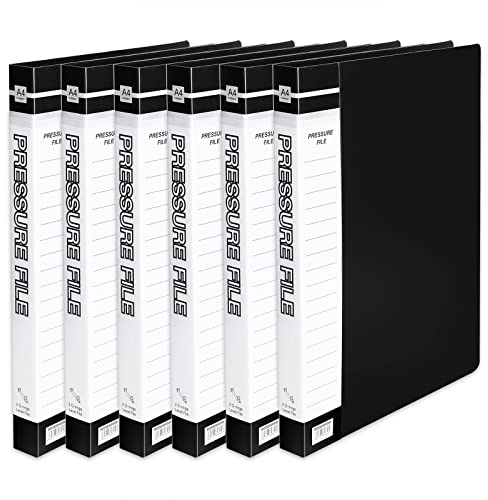 POERMA Ringbuch A4, Ordner A4 Schmal 2 Ring-Mechanik Rückenbreite 27 mm, aus Blickdichten Kunststoff, Perfekt für die Schule und das Büro, Schwarz (6 Stück)