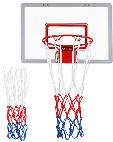 Mini-Basketballnetz mit 8 Schlaufen, strapazierfähiges Nylon, klein, mit lebendigen Farben, wetterfest, für Innentüren/Zimmerwände, 20,3 cm - 26 cm, 2 Stück