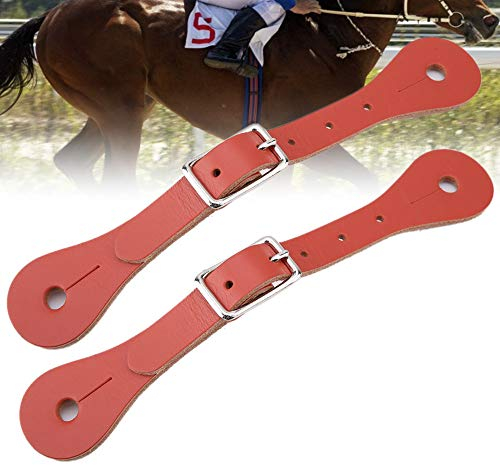 2 Stück Sporenriemen Leder mit Legierungsschnalle Western für Pferdesporn Reitsicherheitsausrüstung Pferderiemen Zubehör (Braun)