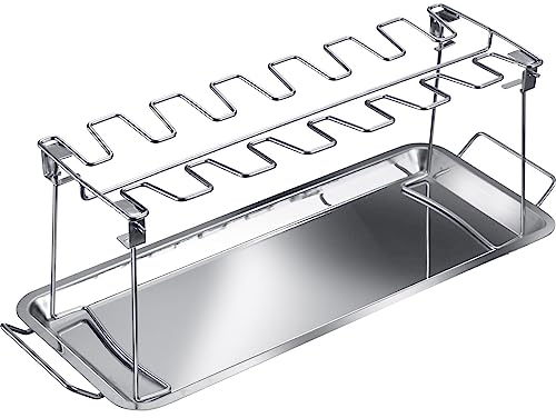 Westmark Hähnchenkeulenhalter – Ideal für die gleichzeitige Zubereitung von bis zu 14 Hähnchenkeulen mit Gemüsebeilagen – Rostfreier Edelstahl, Silber, Groß