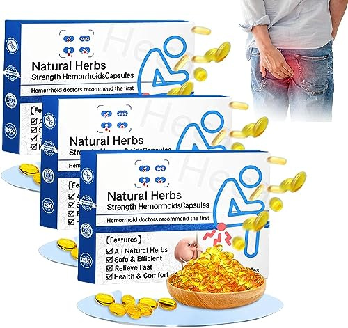 3Boxes Heca Natural Herbal Strength Hemorrhoid Capsules, Natural Hemorrhoid Relief Capsules, Rapid Hemorrhoid Treatment