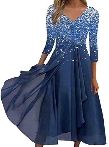 Abito Lungo A Fiori Manica Abiti Eleganti con Cuciture in Chiffon di Moda Casual a Maniche Lunghe da Donna Abito Cappuccio