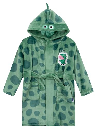Peppa Pig Boys George Pig Dressing Gown | Hooded Dressing Gown | Fleece Boys Robe | Green | 2-3 Years