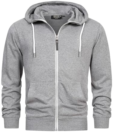 Indicode Herren INChristos Sweatjacke mit Kapuze und Reißverschluss | Hooded Jacket Kapuzenjacke für Männer Grey Mix, XXL