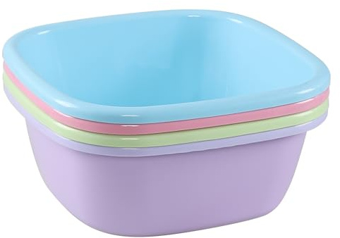 Julyeen 4 Packs 12L Plastic Washing Up Bowl, Small Wash Bowl for Camping, Sink
