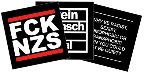 FCK NZS, Kein Mensch ist illegal, Why be racist Sticker Paket (30 oder 300 Stück) 7,4cm x 7,4cm (30 Stück)